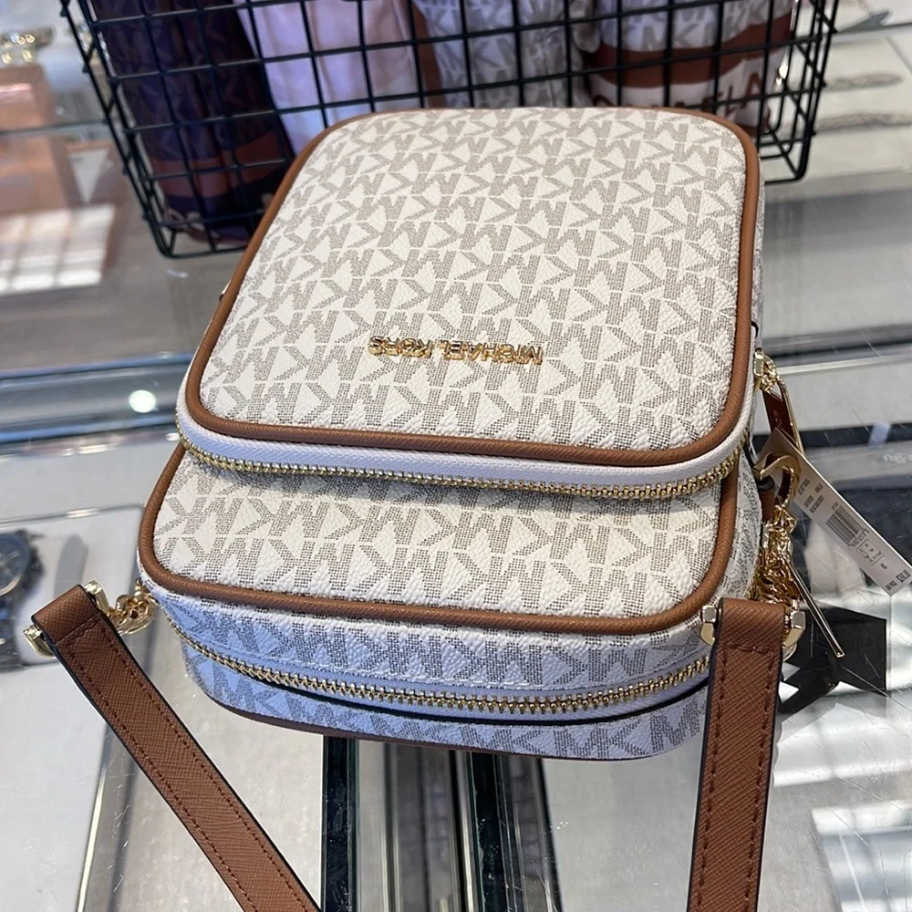 MICHAEL KORS  Jet Set Travel Medium Logo Crossbody Flight Bag # 35F1GTVC2B NWT